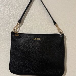 Lodis Black Pebbled Leather Wristlet